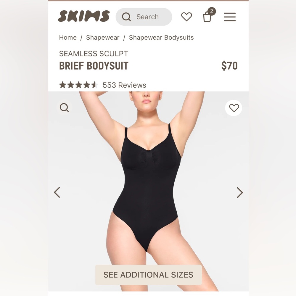 SKIMS Bodysuit Brief with Snaps - Onyx (XXS/XS)
